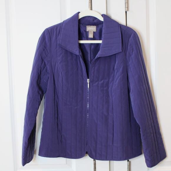 CHICO'S Quilted Zip-Up Jacket Purple Blue | Medium 8 - Picture 1 of 7